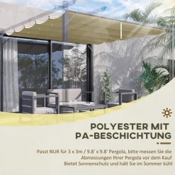 Outsunny Ersatzdach beige Polyester B/H/L: ca. 255x6x250 cm