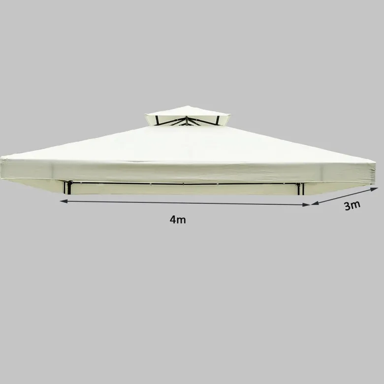 Outsunny Ersatzdach creme Polyester-Mischgewebe B/L: ca. 300x400 cm