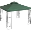 Outsunny Ersatzdach für Metallpavillon grün Polyester-Mischgewebe B/H/L: ca. 300x75x300 cm