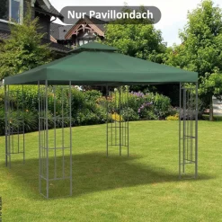 Outsunny Ersatzdach für Metallpavillon grün Polyester-Mischgewebe B/H/L: ca. 300x75x300 cm