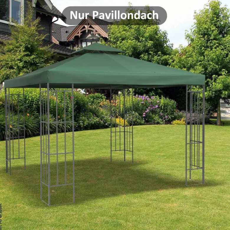 Outsunny Ersatzdach für Metallpavillon grün Polyester-Mischgewebe B/H/L: ca. 300x75x300 cm