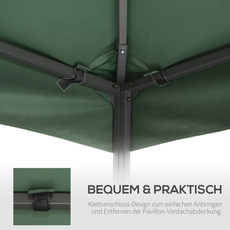 Outsunny Ersatzdach für Metallpavillon grün Polyester-Mischgewebe B/H/L: ca. 300x75x300 cm