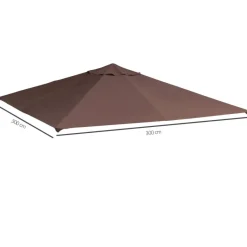 Outsunny Ersatzdach für Pavillon braun Polyester-Mischgewebe B/L: ca. 300x300 cm