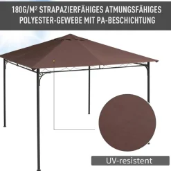 Outsunny Ersatzdach für Pavillon braun Polyester-Mischgewebe B/L: ca. 300x300 cm