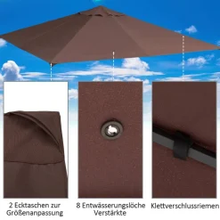 Outsunny Ersatzdach für Pavillon braun Polyester-Mischgewebe B/L: ca. 300x300 cm