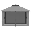 Outsunny Faltpavillon dunkelgrau Stoff B/H/L: ca. 392x283x392 cm