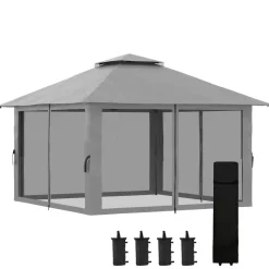 Outsunny Faltpavillon dunkelgrau Stoff B/H/L: ca. 392x283x392 cm