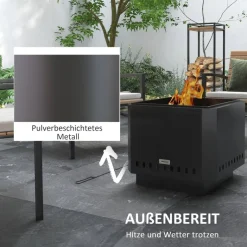 Outsunny Feuerschale schwarz Metall B/H/L: ca. 48x41x48 cm
