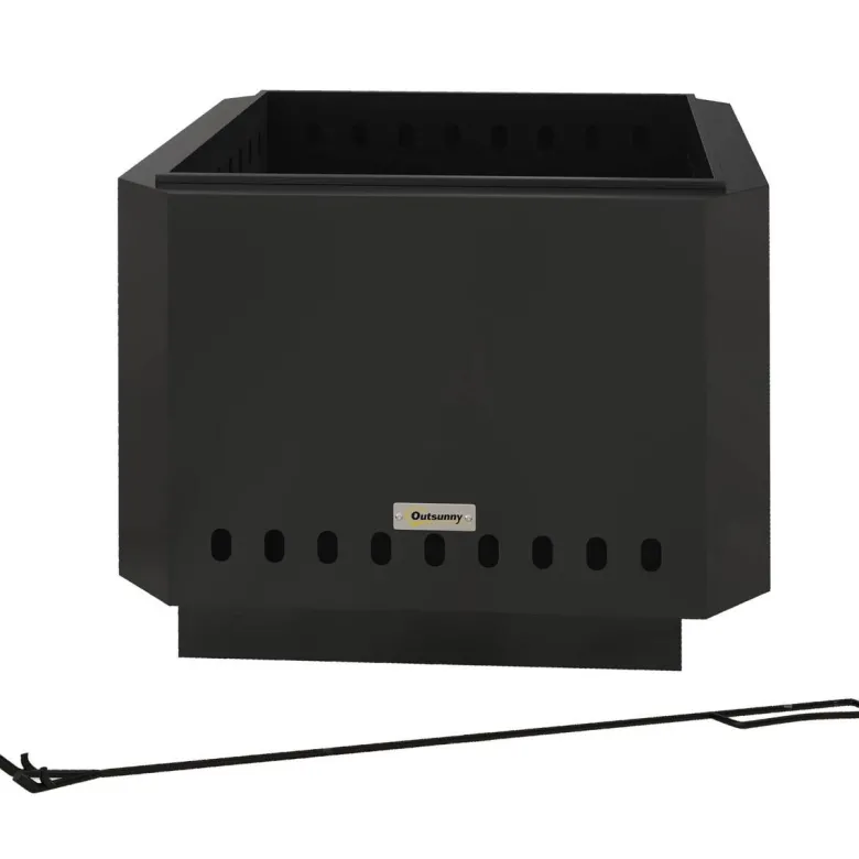 Outsunny Feuerschale schwarz Metall B/H/L: ca. 48x41x48 cm