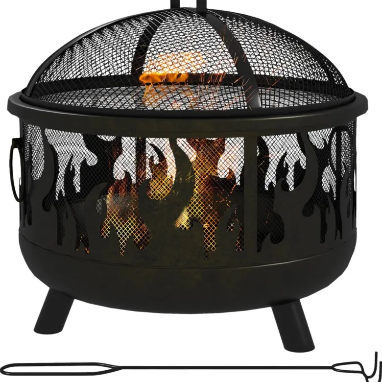 Outsunny Feuerschale schwarz Metall B/H/L: ca. 61x55x61 cm