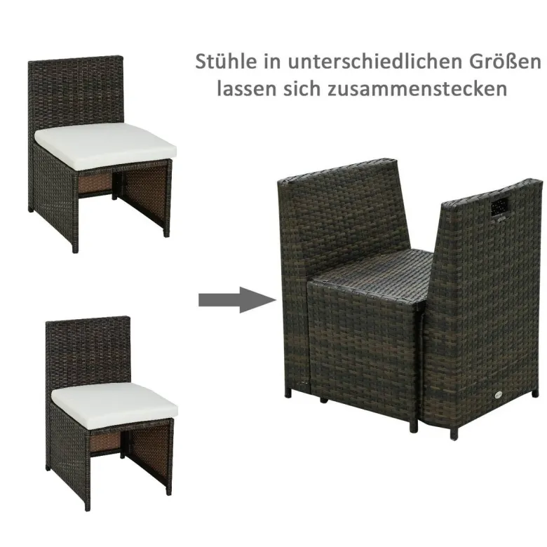 Outsunny Garnitur braun Polyrattan