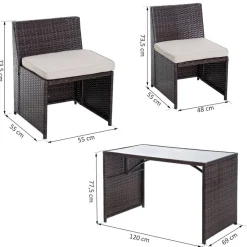 Outsunny Garnitur braun Polyrattan