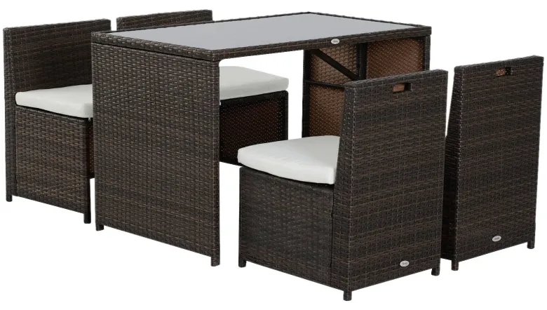 Outsunny Garnitur braun Polyrattan