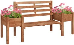 Outsunny Gartenbank braun Polypropylen B/H/L: ca. 59x184x95 cm