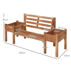 Outsunny Gartenbank braun Polypropylen B/H/L: ca. 59x184x95 cm