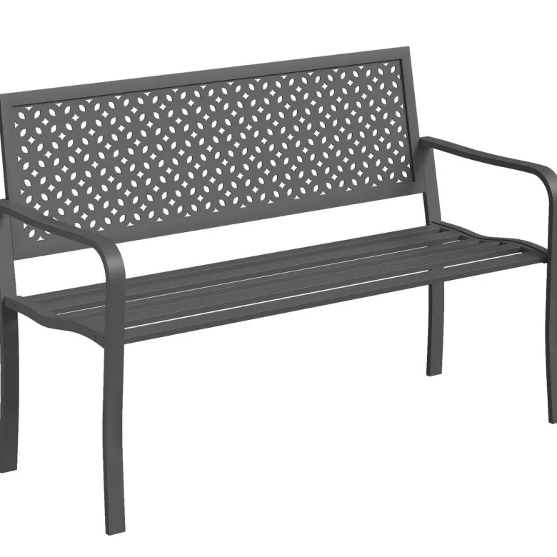 Outsunny Gartenbank dunkelgrau Stahl B/H/L: ca. 61x85x127 cm