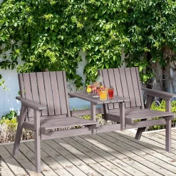 Outsunny Gartenbank grau Holz B/H/T/L: ca. 70x83x70x152 cm