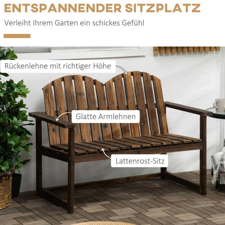 Outsunny Gartenbank grau Holz B/H/L: ca. 63x114x86 cm
