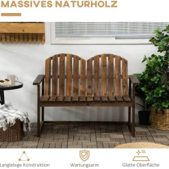 Outsunny Gartenbank grau Holz B/H/L: ca. 63x114x86 cm