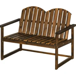 Outsunny Gartenbank grau Holz B/H/L: ca. 63x114x86 cm