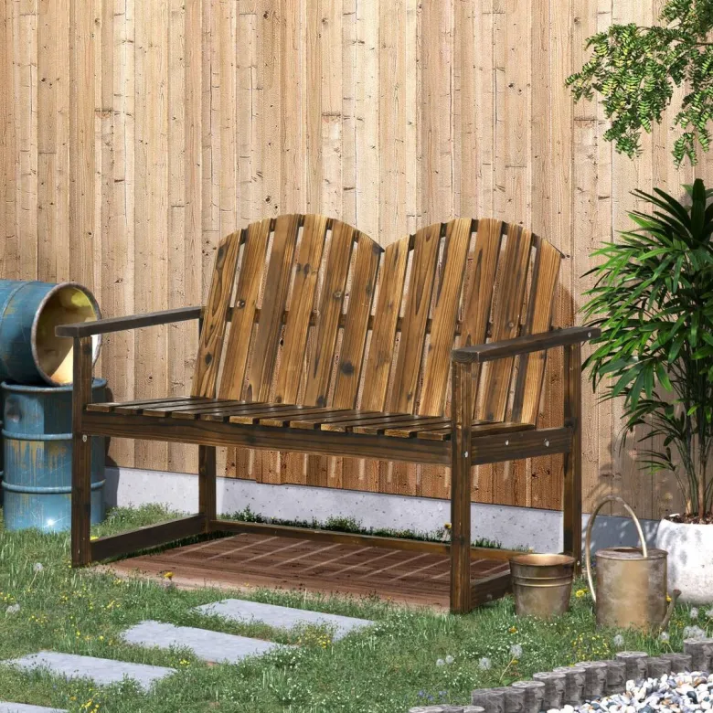 Outsunny Gartenbank grau Holz B/H/L: ca. 63x114x86 cm