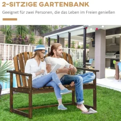 Outsunny Gartenbank grau Holz B/H/L: ca. 63x114x86 cm