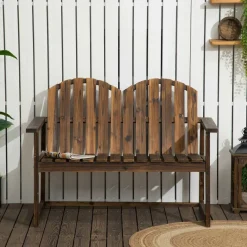 Outsunny Gartenbank grau Holz B/H/L: ca. 63x114x86 cm