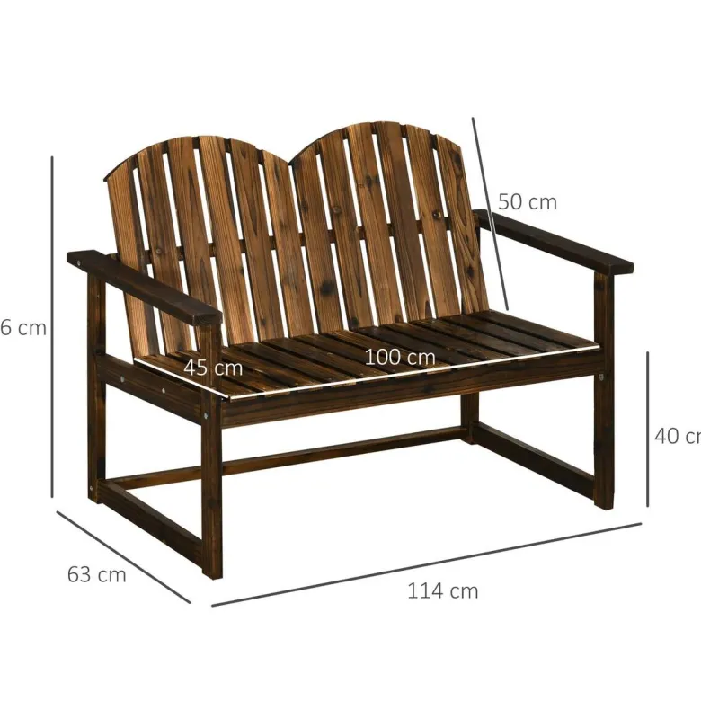 Outsunny Gartenbank grau Holz B/H/L: ca. 63x114x86 cm