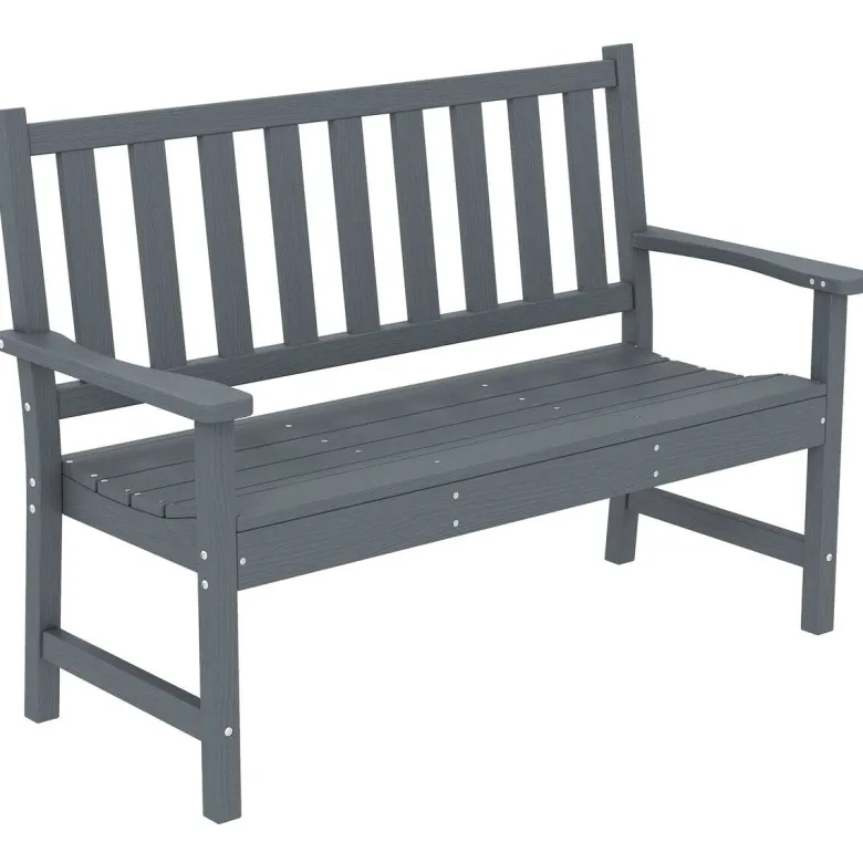 Outsunny Gartenbank grau Kunststoff B/H/L: ca. 59x91x130 cm