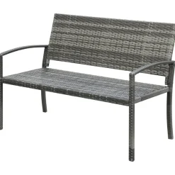 Outsunny Gartenbank grau Polyrattan B/H/L: ca. 60x122x85 cm