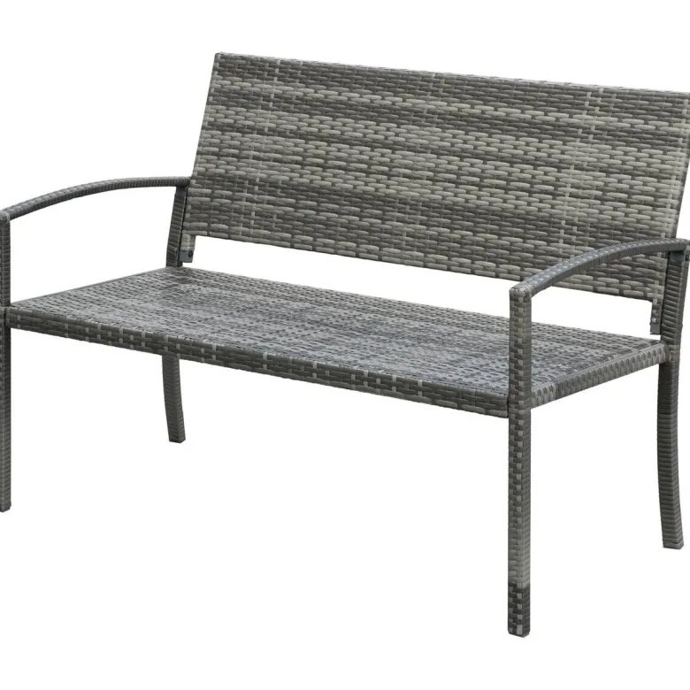 Outsunny Gartenbank grau Polyrattan B/H/L: ca. 60x122x85 cm