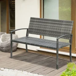Outsunny Gartenbank grau Polyrattan B/H/L: ca. 60x122x85 cm