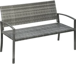 Outsunny Gartenbank grau Polyrattan B/H/L: ca. 60x122x85 cm