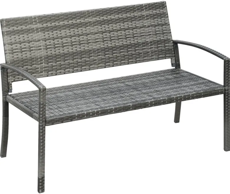 Outsunny Gartenbank grau Polyrattan B/H/L: ca. 60x122x85 cm
