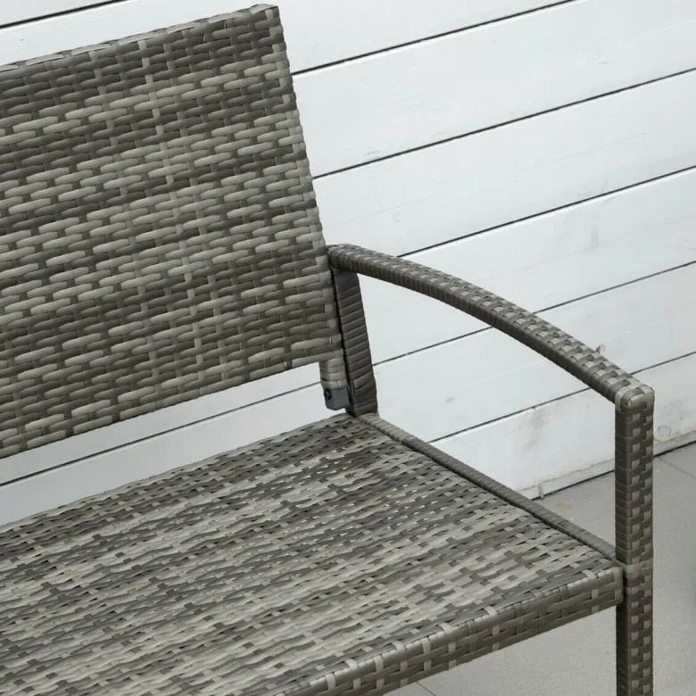 Outsunny Gartenbank grau Polyrattan B/H/L: ca. 60x122x85 cm