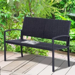 Outsunny Gartenbank schwarz Stahl B/H/L: ca. 60x87x122 cm