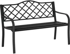 Outsunny Gartenbank schwarz Eisen B/H/L: ca. 58,5x89x128 cm