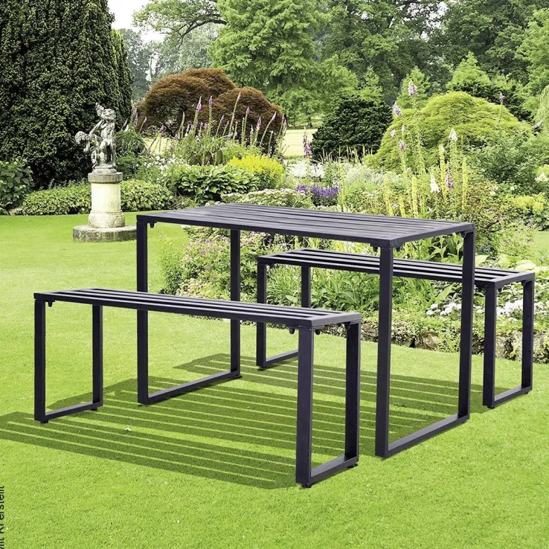 Outsunny Gartengarnitur schwarz Metall