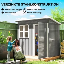 Outsunny Gartenhaus dunkelgrau B/H/L: ca. 133x190x211 cm