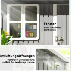 Outsunny Gartenhaus dunkelgrau B/H/L: ca. 133x190x211 cm