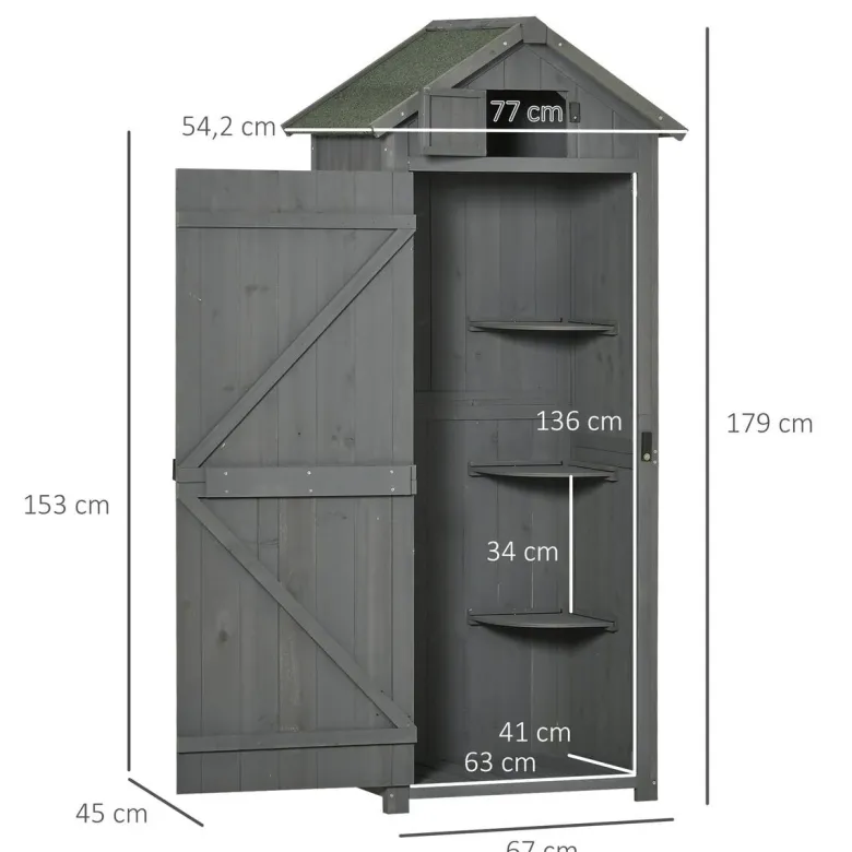 Outsunny Gartenhaus grau B/H/L: ca. 54x179x77 cm