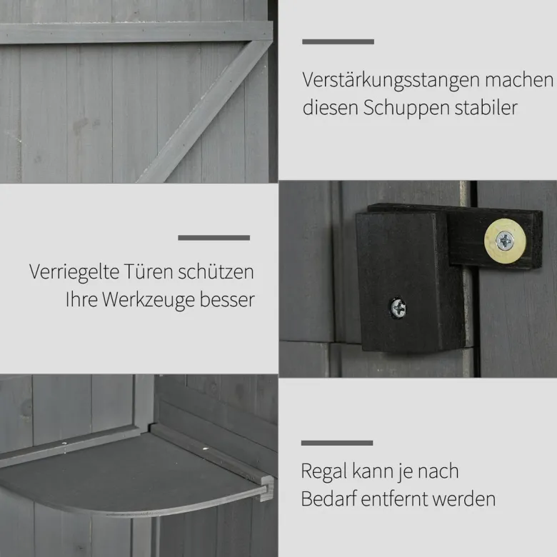 Outsunny Gartenhaus grau B/H/L: ca. 54x179x77 cm