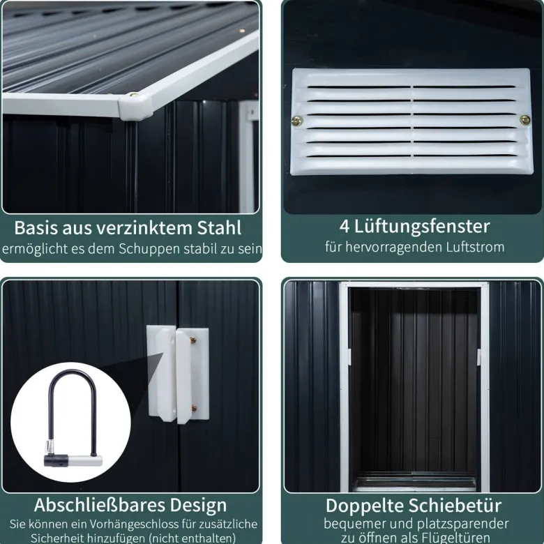 Outsunny Gartenhaus grau B/H/L: ca. 195x192x277 cm