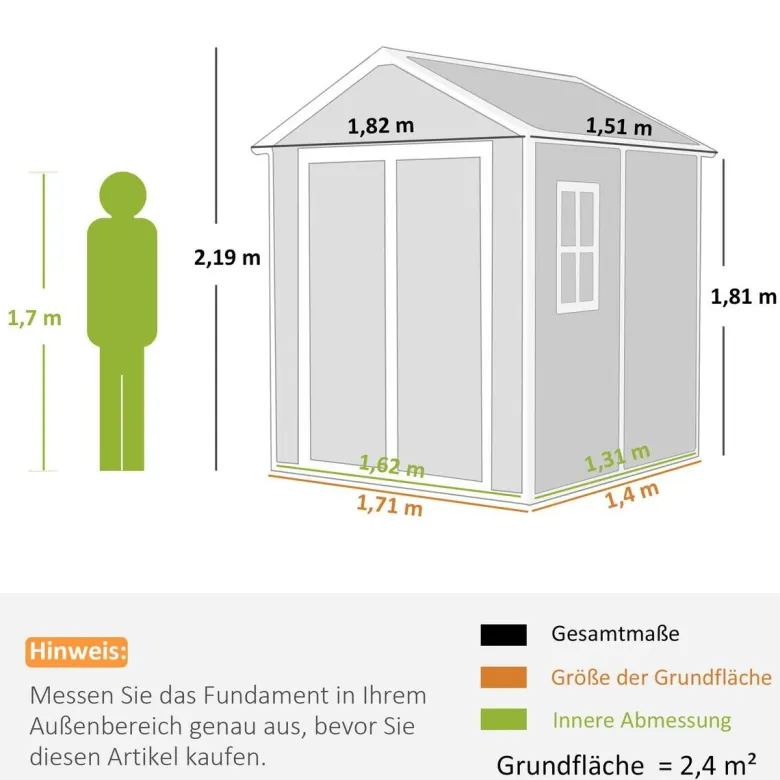 Outsunny Gartenhaus grau B/H/L: ca. 151x219x182 cm
