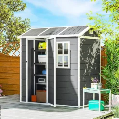 Outsunny Gartenhaus grau B/H/L: ca. 130x199x186 cm