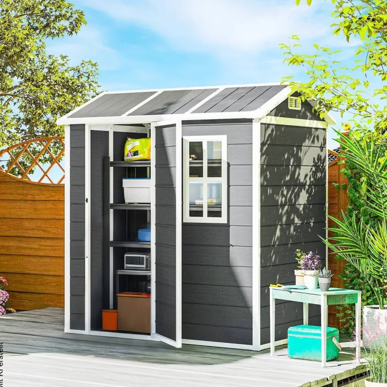 Outsunny Gartenhaus grau B/H/L: ca. 130x199x186 cm