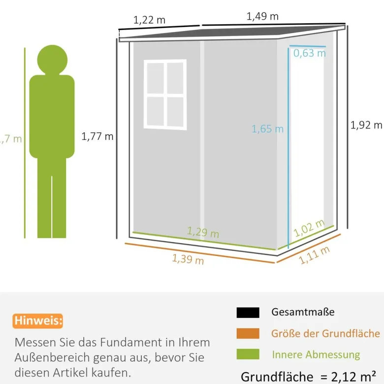 Outsunny Gartenhaus grau B/H/L: ca. 149x192x122 cm