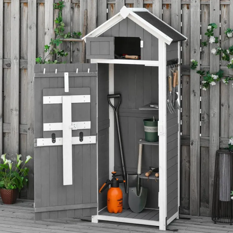 Outsunny Gartenhaus grau B/H/L: ca. 52,5x182x78 cm