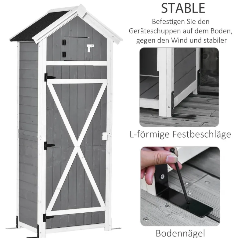 Outsunny Gartenhaus grau B/H/L: ca. 52,5x182x78 cm