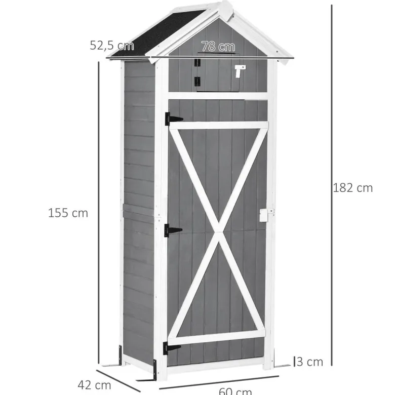 Outsunny Gartenhaus grau B/H/L: ca. 52,5x182x78 cm